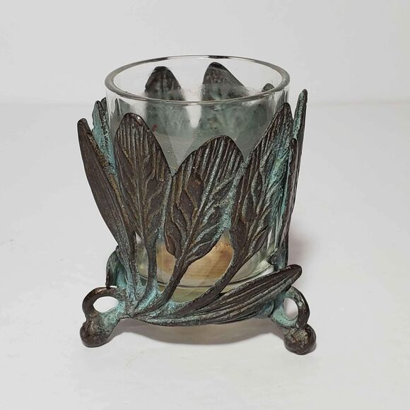 Metal Leaves Candle Holder 3" - Picture 1 of 6